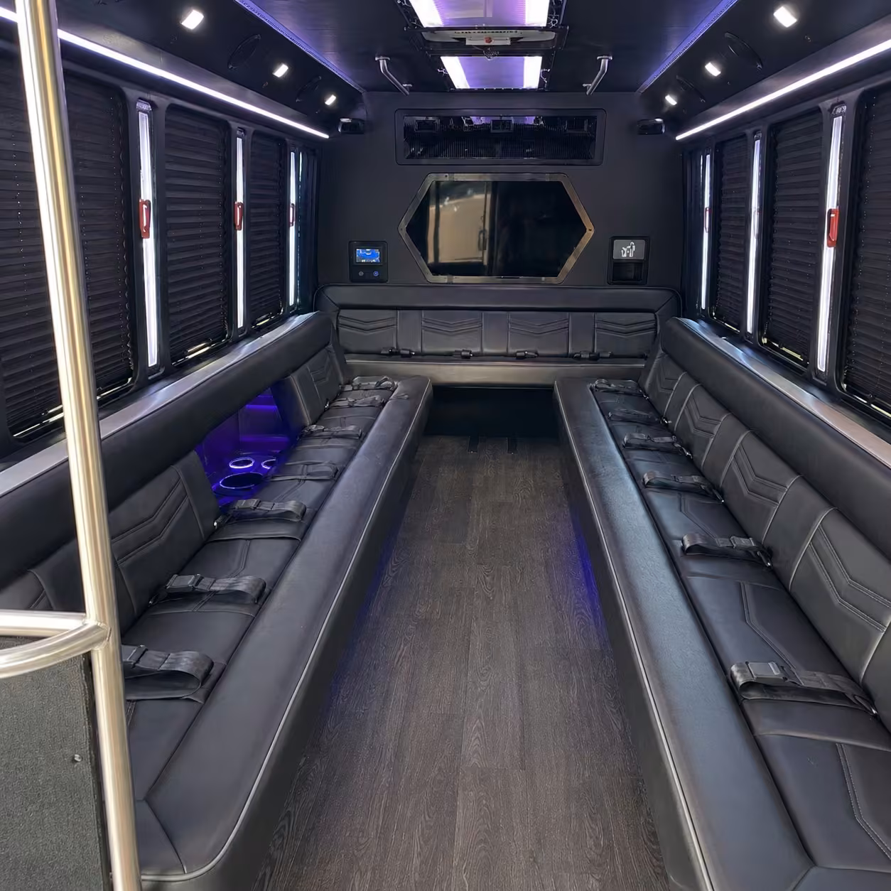 18 passenger party bus inside