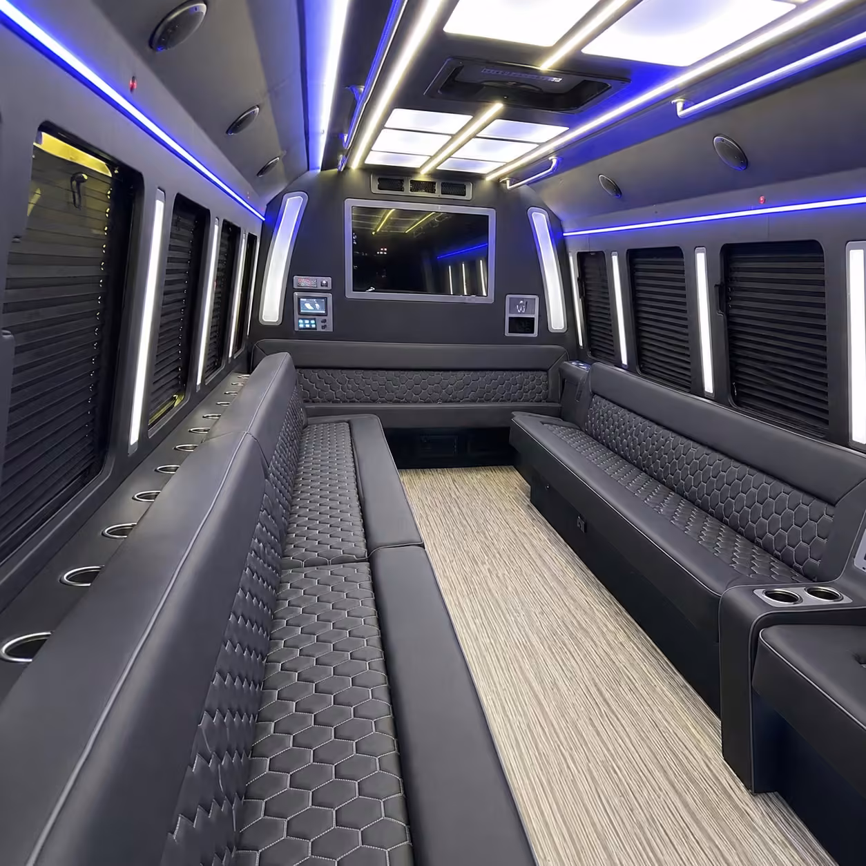 30 passenger party bus inside