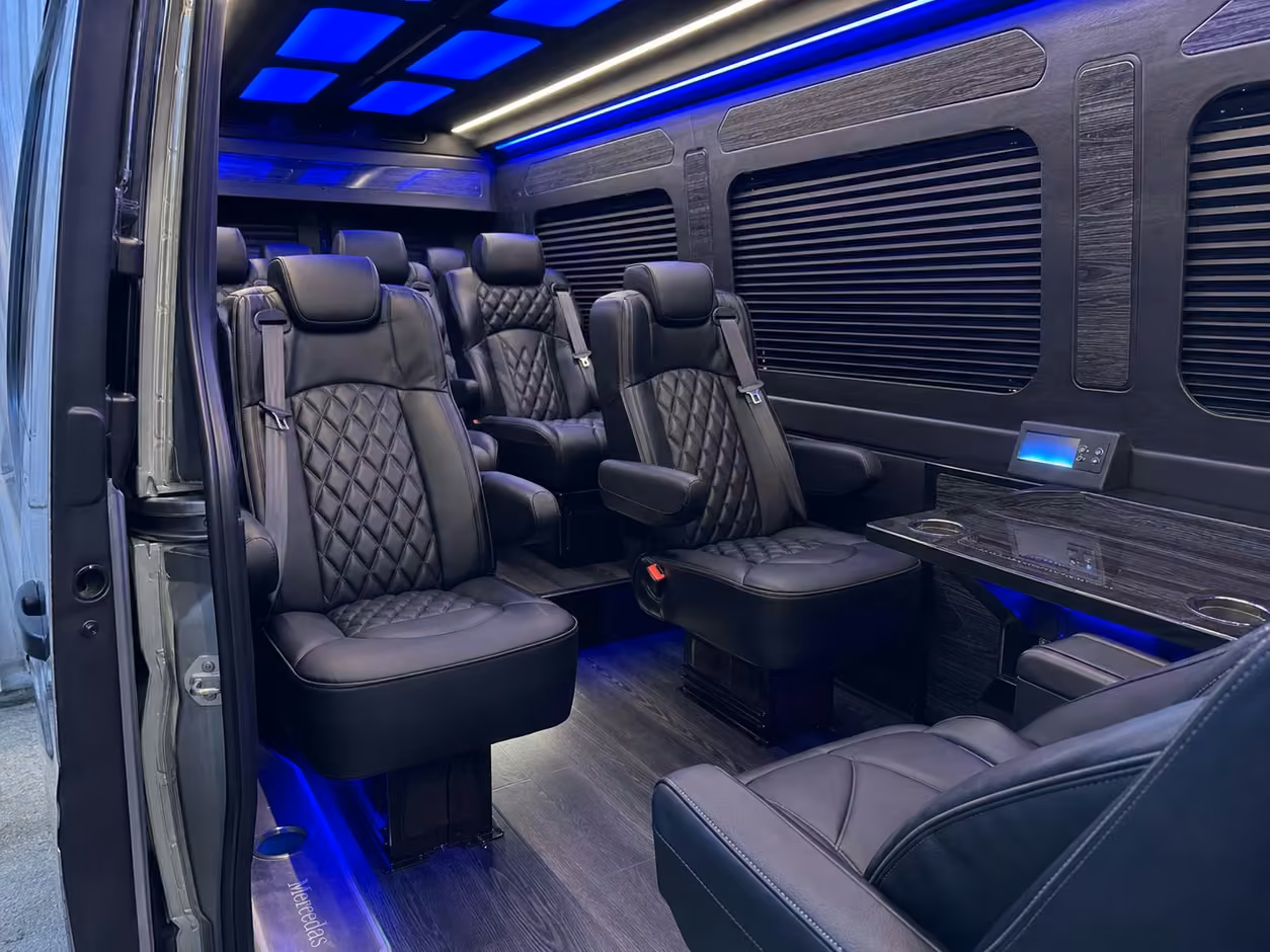 sprinter van rental with driver inside